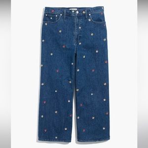 Wide-Leg Crop Jeans: Confetti Floral Embroidered Edition